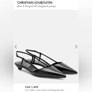 Christian Louboutin Black Pointed Leather Slingback Flats